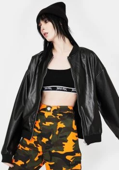 Daisy Street Outerwear Faux Leather Bomber Jacket