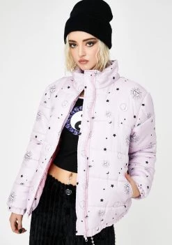Daisy Street Tarot Print Puffer Jacket