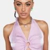 Daisy Street Crop Halter Top Shine O-Ring Halter Top