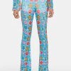 Daisy Street Blue Floral Mesh Trousers