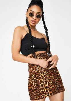 Daisy Street Bottoms Leopard High Waisted Mini Skirt