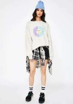 Daisy Street Tarot Print Oversized Sweatshirt