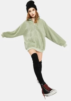 Daisy Street Pistachio Sherpa Pullover