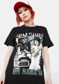 Daisy Street Oversized Eminem Graphic Tee Tops