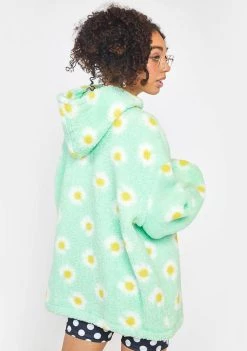 Daisy Street Tops Mint Green Daisy Sherpa Hoodie