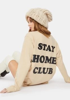 Daisy Street Tan Stay At Home Crewneck Sweatshirt