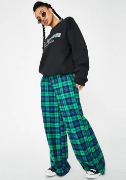 Daisy Street Bottoms Green Checkered Print Wide Leg Pants