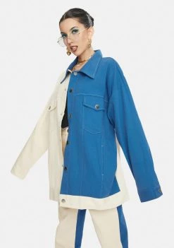 Daisy Street Outerwear Color Block Boyfriend Denim Jacket