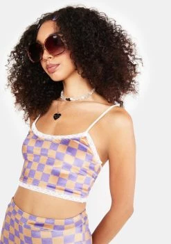 Daisy Street Tops Checkerboard Crop Top