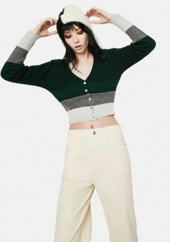 Daisy Street 90s Stripe Colorblock Cardigan Tops