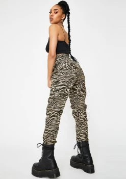 Daisy Street Tapered Zebra Print Pants Bottoms