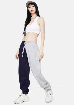 Daisy Street Megan Navy Grey Split Sweatpants