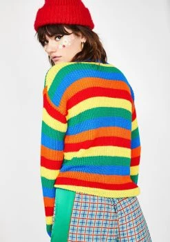 Daisy Street Rainbow Stripe Jumper Tops
