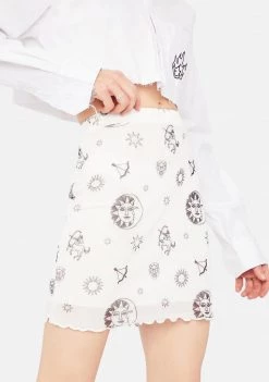 Daisy Street Sun And Stars Mesh Mini Skirt