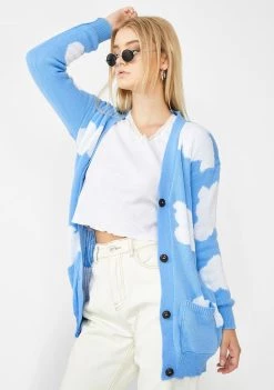 Daisy Street Tops Cloud Intarsia Boyfriend Cardigan