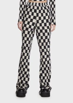 Daisy Street Checkered Flared Trousers Flares