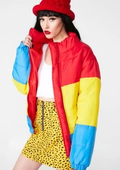 Daisy Street Rainbow Puffer Jacket