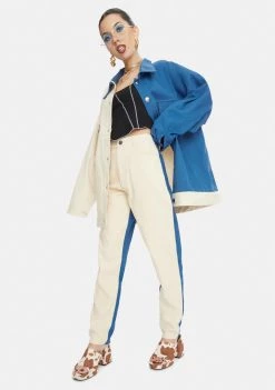 Daisy Street Bottoms Two-Tone Mom Jeans