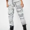 Daisy Street News Paper High Waisted Pants Bottoms