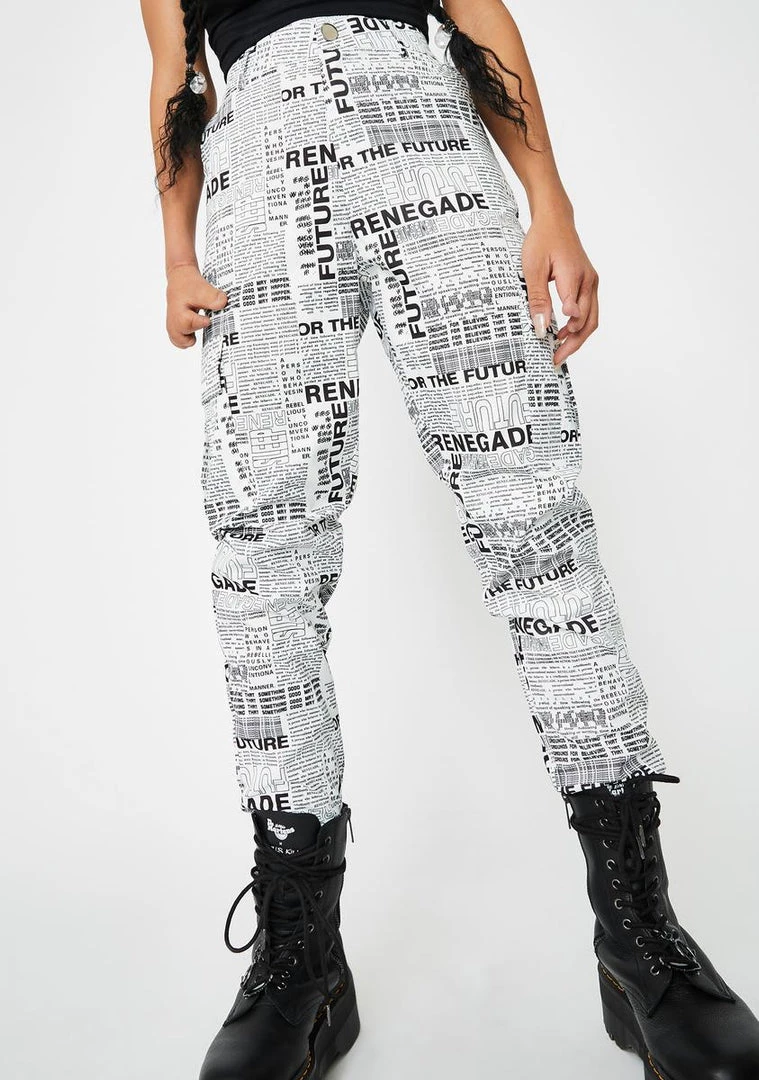 Daisy Street News Paper High Waisted Pants Bottoms