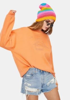 Daisy Street Overdyed Moon Graphic Crewneck Sweater Tops