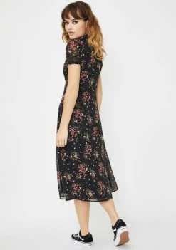 Daisy Street Dresses Front Zip Floral Midi Dress