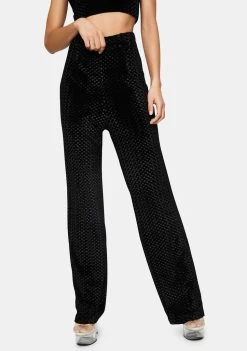 Daisy Street Velvet Jaquard Wide Leg Trousers Bottoms