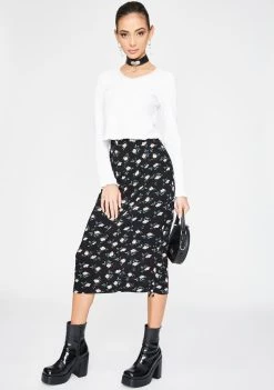 Daisy Street High Waist Floral Midi Skirt Bottoms