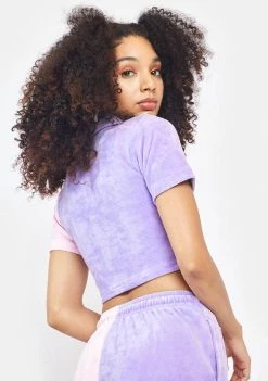 Daisy Street Velour Split Mini Shirt Tops