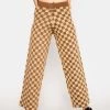 Daisy Street Knitted Checkered Trousers Bottoms