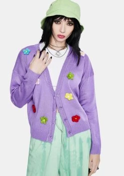 Daisy Street Lilac Chunky Daisy Cardigan