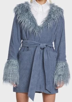 Daisy Street Faux Fur Coats Corduroy Faux Fur Coat