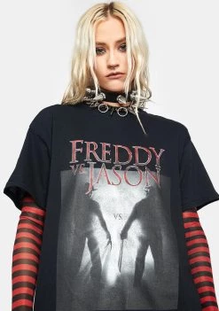 Daisy Street Tops Freddy Vs. Jason Graphic Tee