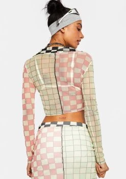 Daisy Street Tops Mesh Crop Top