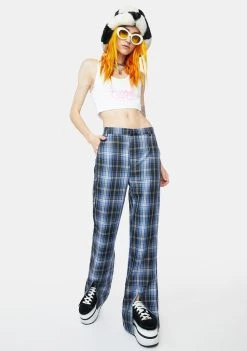 Daisy Street Split Plaid Trousers
