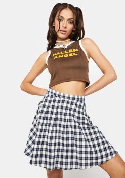 Daisy Street Blue Check Emily Mini Skirt Bottoms