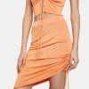 Daisy Street Orange Slinky Ruched Skirt Midi Skirt