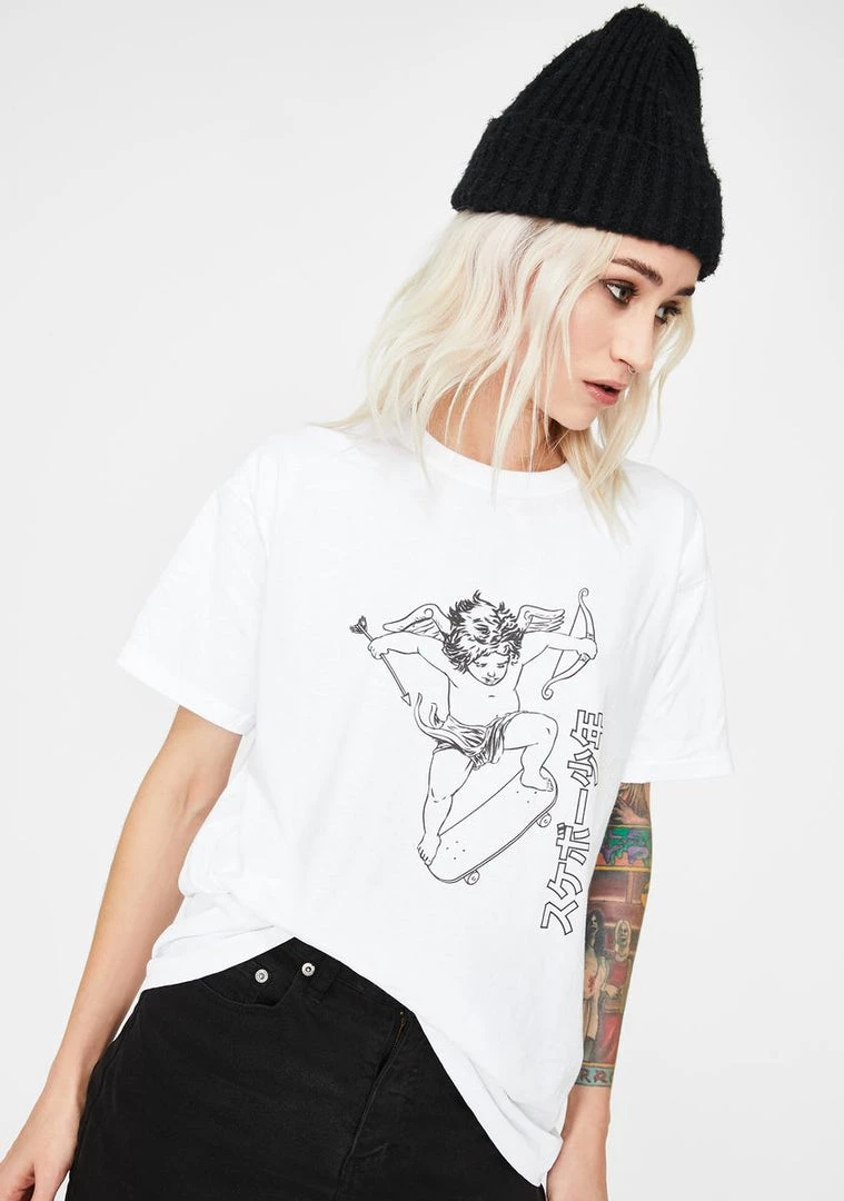 Daisy Street Cherub Graphic Print Tee Tops