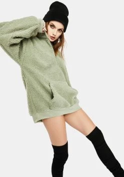 Daisy Street Pistachio Sherpa Pullover