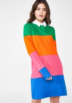 Daisy Street Colorblock Rugby Dress