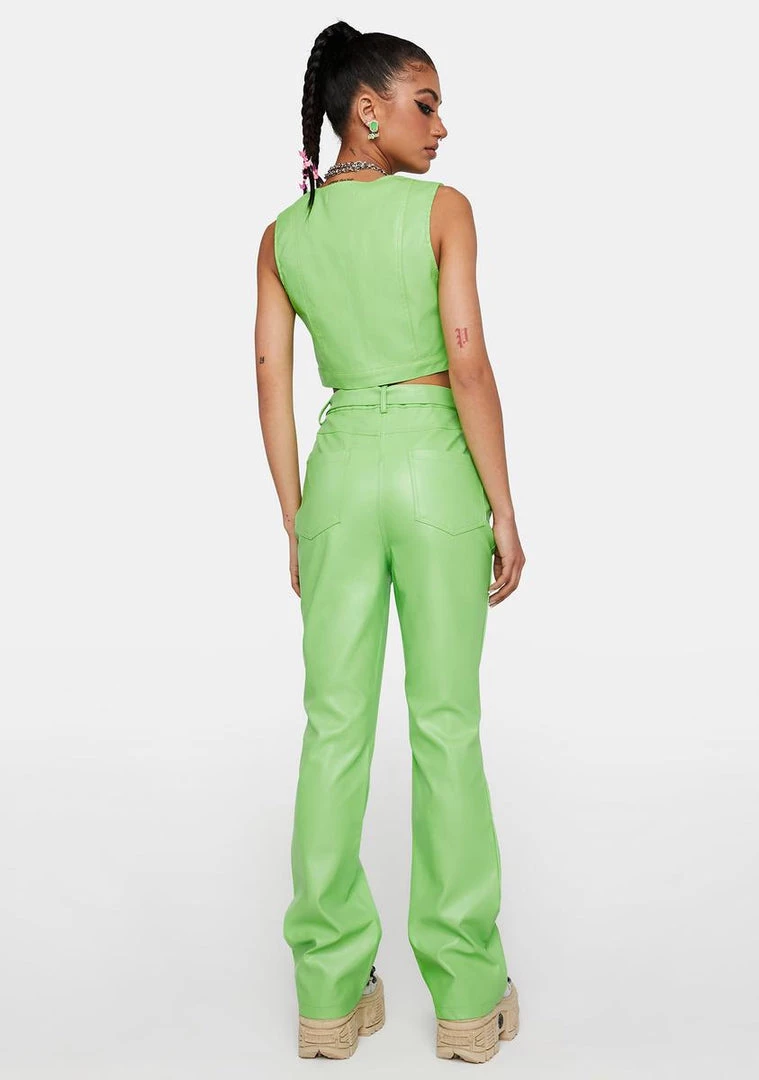 Daisy Street Neon Green Vegan Leather Trousers Bottoms