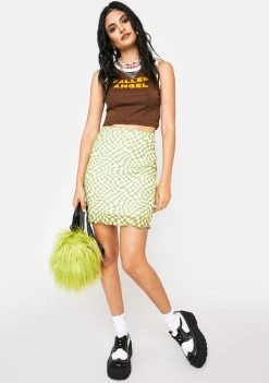 Daisy Street Sophia Mesh Checkered Skirt Bottoms