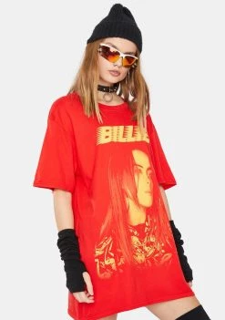 Daisy Street Red Billie Graphic Tee Tops