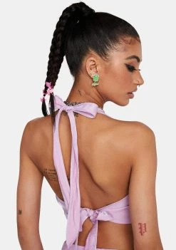 Daisy Street Crop Halter Top Shine O-Ring Halter Top