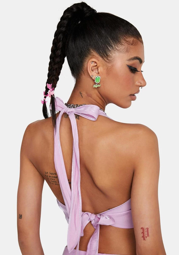 Daisy Street Crop Halter Top Shine O-Ring Halter Top