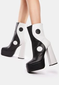 Daisy Street Mono Yin Yang Platform Boots Platforms