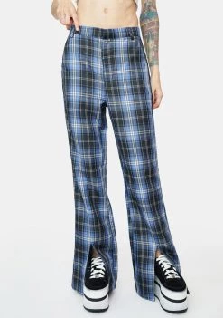 Daisy Street Split Plaid Trousers