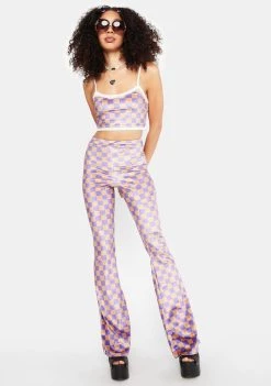 Daisy Street Tops Checkerboard Crop Top