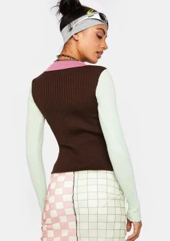 Daisy Street Color Block Knit Sweater Tops