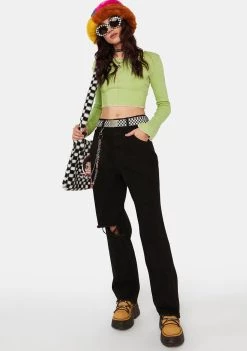 Daisy Street Jeans With Beaded Chain